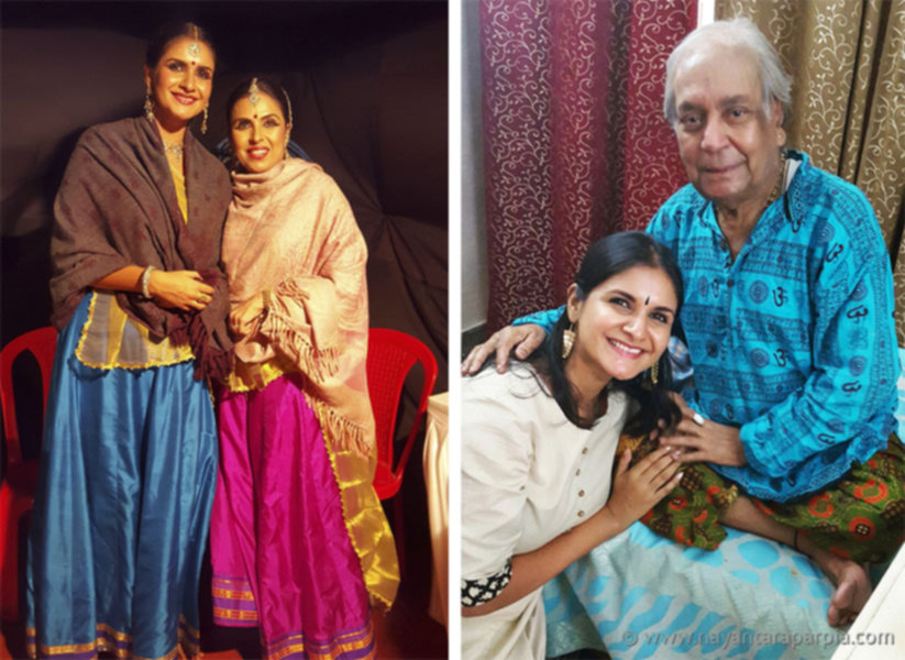 Nayantara with both her gurus, Smt. Yogini Gandhi & Pt. Birju Maharaj